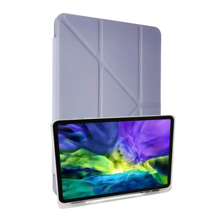 Mey İthalat®  iPad 10.2 (8.nesil) Kılıf Kalemlikli Mars Tablet Kılıfı - Lila