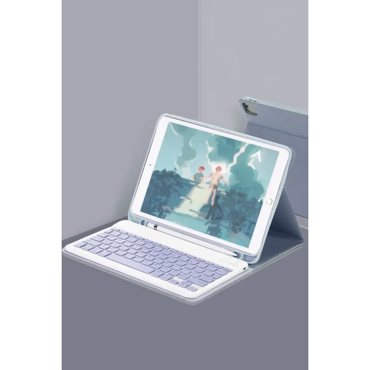 Mey İthalat®  iPad 10.2 (9.nesil) Kılıf KC01 Smart Klavyeli Tablet Kılıfı - Lacivert