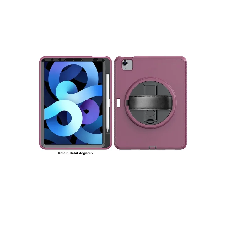 Mey İthalat®  iPad 2022 10.9 (10.nesil) Kılıf Hand Strap Tablet Kılıfı - Mürdüm