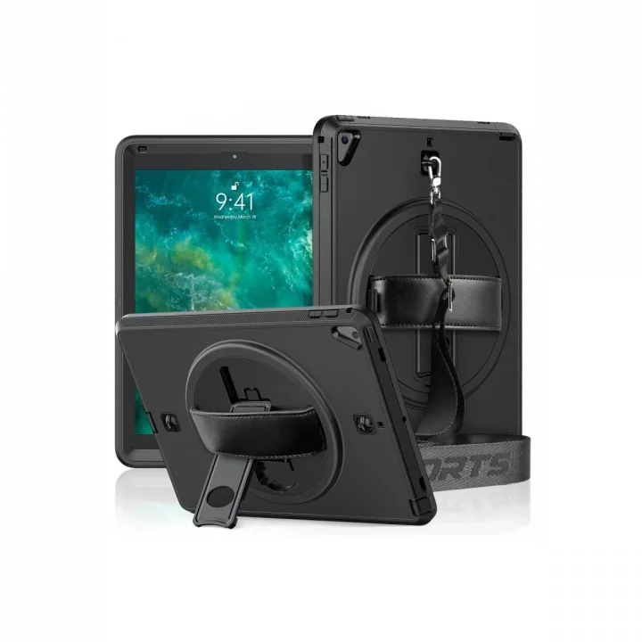 Mey İthalat®  iPad 5 Air 9.7 Kılıf Strap-C Otterbox Tablet Kapak - Siyah