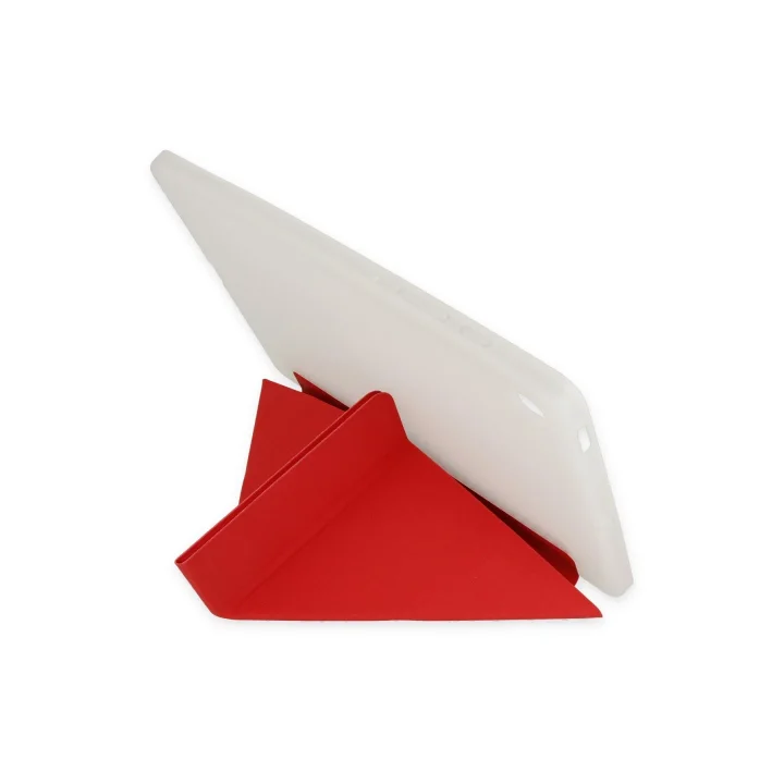 Mey İthalat®  iPad Pro 12.9 (2021) Kılıf Kalemlikli Mars Tablet Kılıfı - Kırmızı