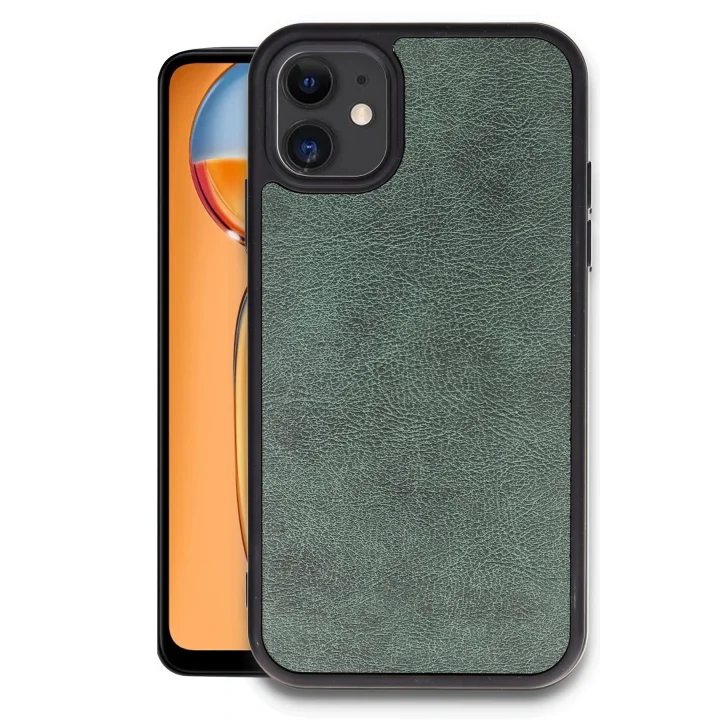 Mey İthalat®   iPhone 11 Kılıf Aras Deri Kapak - Koyu Yeşil