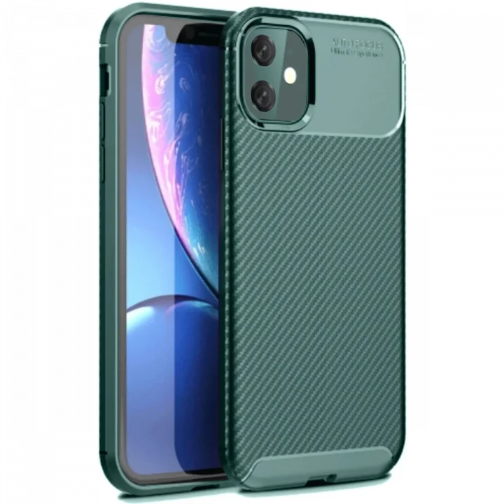Mey İthalat®  iPhone 11 Kılıf Auto Focus Karbon Kapak - Koyu Yeşil