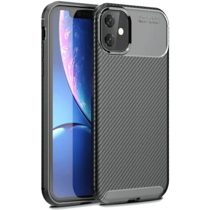 Mey İthalat®  iPhone 11 Kılıf Auto Focus Karbon Kapak - Siyah