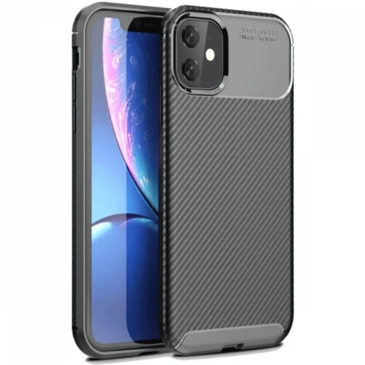 Mey İthalat®  iPhone 11 Kılıf Auto Focus Karbon Kapak - Siyah