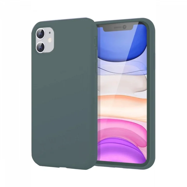 Mey İthalat®   iPhone 11 Kılıf First Silikon - Koyu Yeşil