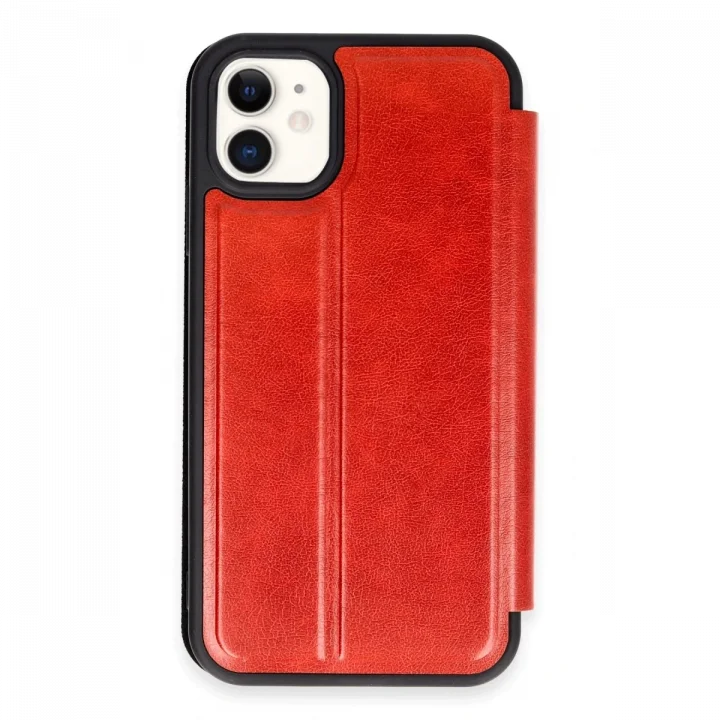 Mey İthalat®   iPhone 11 Kılıf Flip Cover - Kırmızı