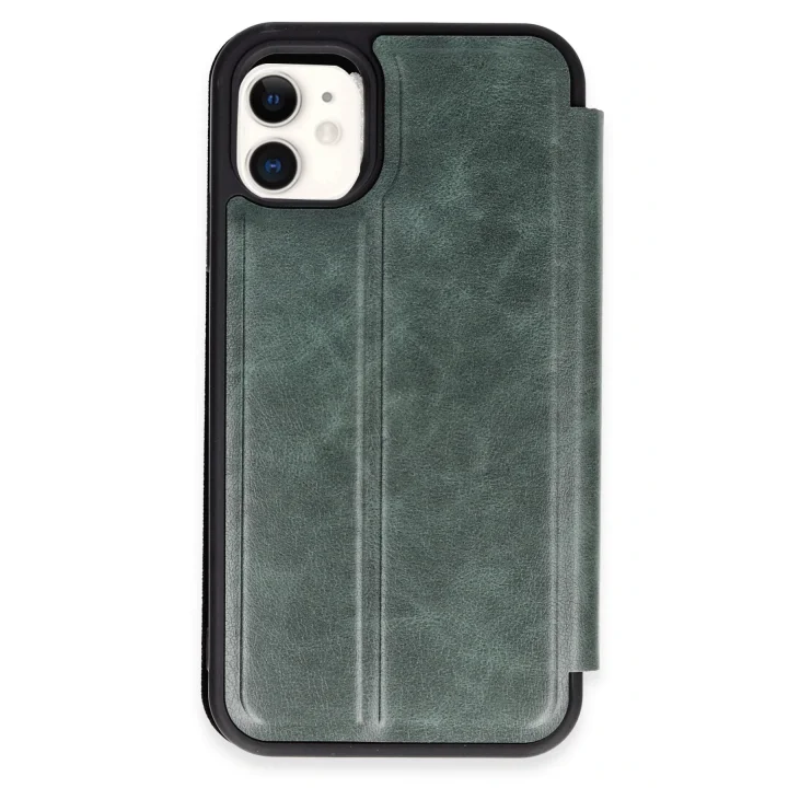 Mey İthalat®   iPhone 11 Kılıf Flip Cover - Koyu Yeşil