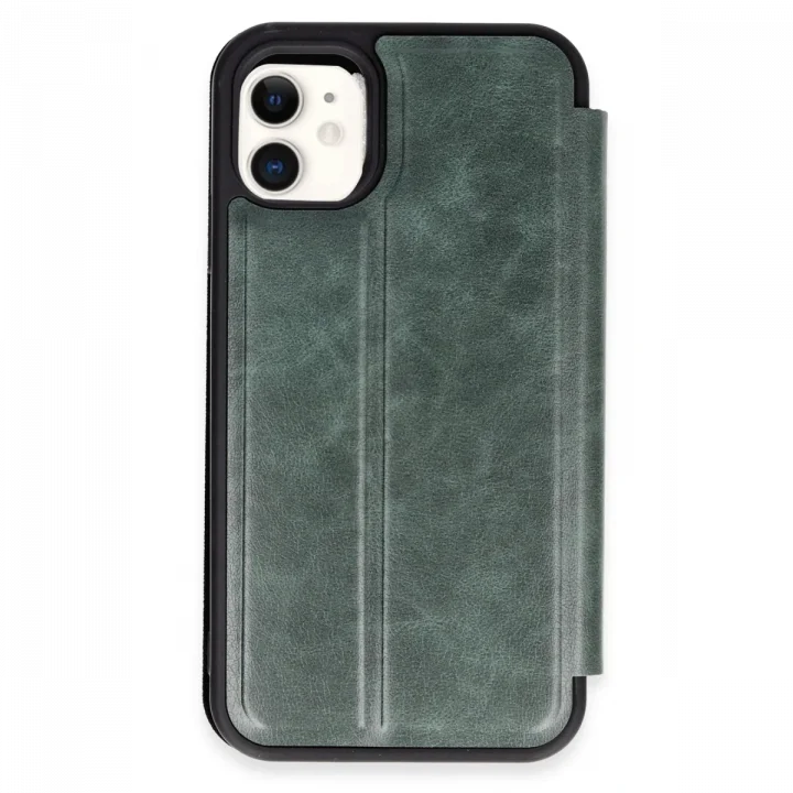 Mey İthalat®   iPhone 11 Kılıf Flip Cover - Koyu Yeşil