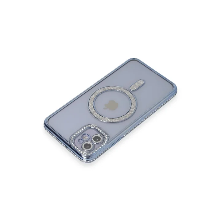 Mey İthalat®  iPhone 11 Kılıf Joke Simli Magneticsafe Kılıf - Mavi
