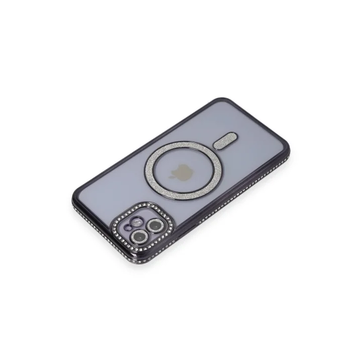 Mey İthalat®  iPhone 11 Kılıf Joke Simli Magneticsafe Kılıf - Siyah