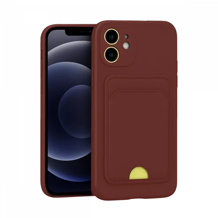 Mey İthalat®  iPhone 11 Kılıf Kelvin Kartvizitli Silikon - Bordo