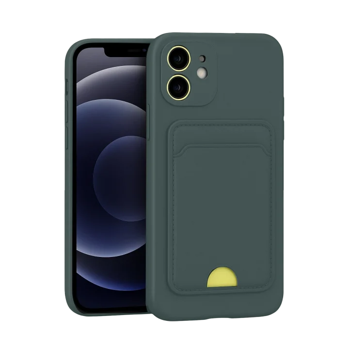 Mey İthalat®  iPhone 11 Kılıf Kelvin Kartvizitli Silikon - Koyu Yeşil