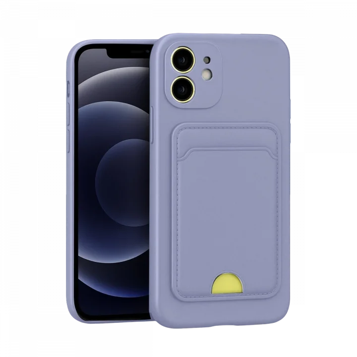 Mey İthalat®  iPhone 11 Kılıf Kelvin Kartvizitli Silikon - Lila