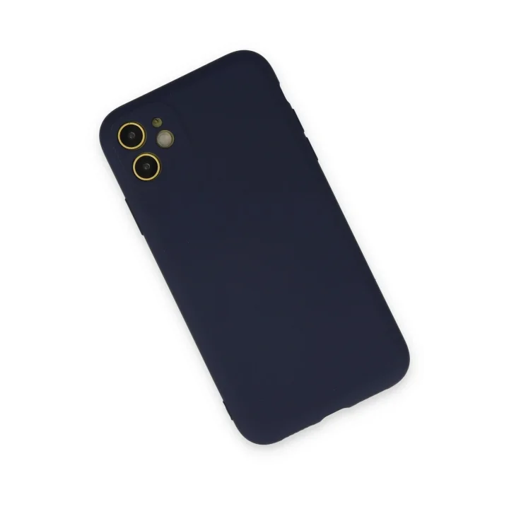 Mey İthalat®  iPhone 11 Kılıf Nano içi Kadife Silikon - Lacivert