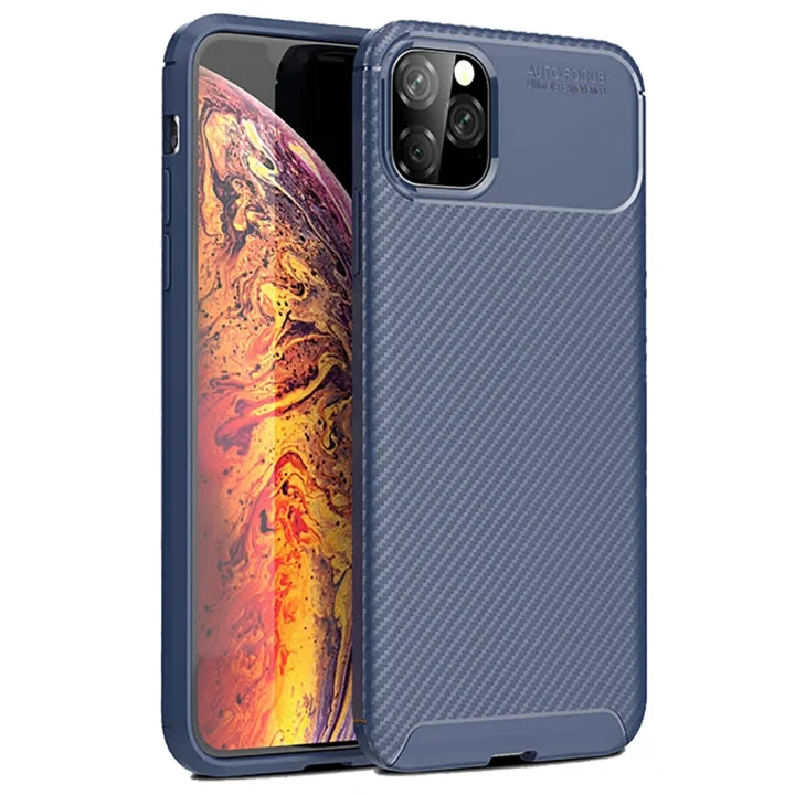 Mey İthalat®   iPhone 11 Pro Kılıf Auto Focus Karbon Kapak - Lacivert