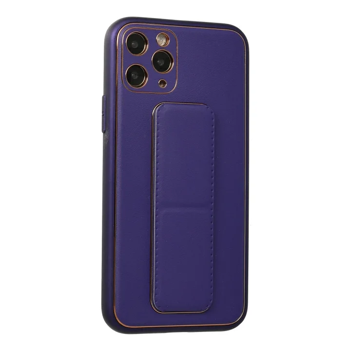 Mey İthalat®  iPhone 11 Pro Kılıf Coco Deri Standlı Kapak - Mor