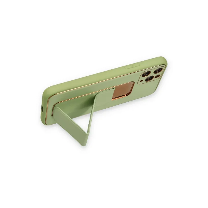 Mey İthalat®  iPhone 11 Pro Kılıf Coco Deri Standlı Kapak - Su Yeşili