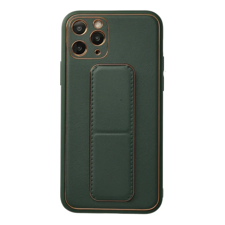 Mey İthalat®  iPhone 11 Pro Kılıf Coco Deri Standlı Kapak - Yeşil
