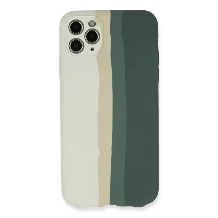 Mey İthalat®  iPhone 11 Pro Kılıf Ebruli Lansman Silikon - Beyaz-Gri