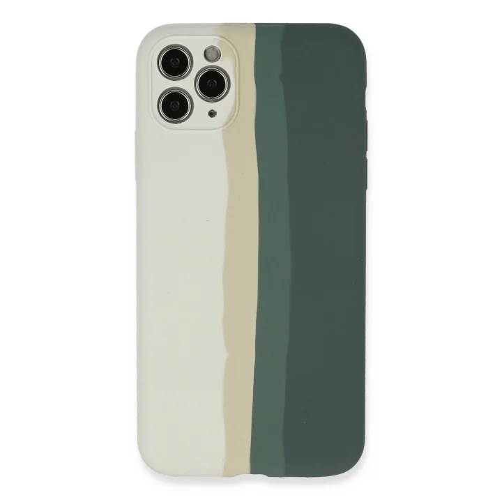 Mey İthalat®  iPhone 11 Pro Kılıf Ebruli Lansman Silikon - Beyaz-Gri