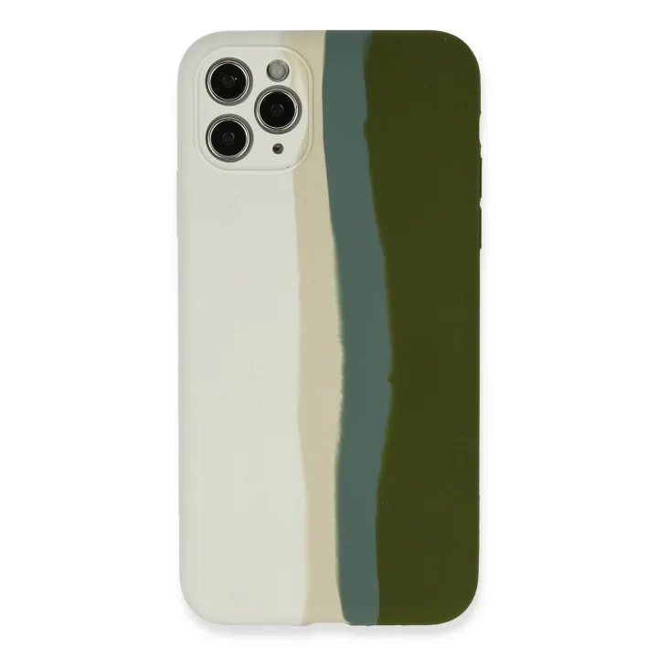 Mey İthalat®  iPhone 11 Pro Kılıf Ebruli Lansman Silikon - Beyaz-Yeşil