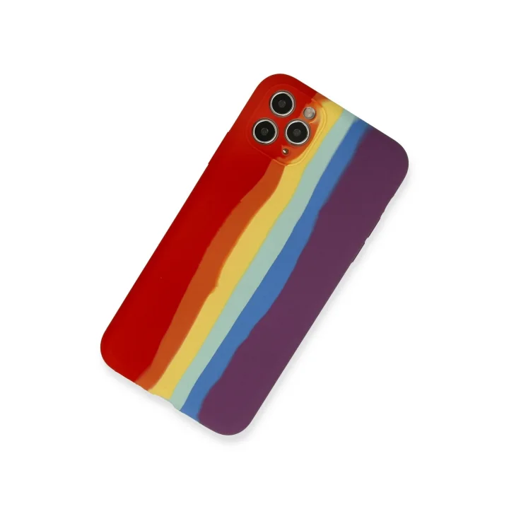 Mey İthalat®  iPhone 11 Pro Kılıf Ebruli Lansman Silikon - Kırmızı-Mor