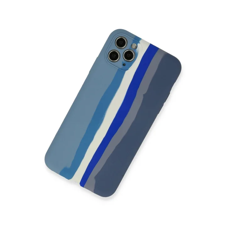 Mey İthalat®  iPhone 11 Pro Kılıf Ebruli Lansman Silikon - Mavi-Gri