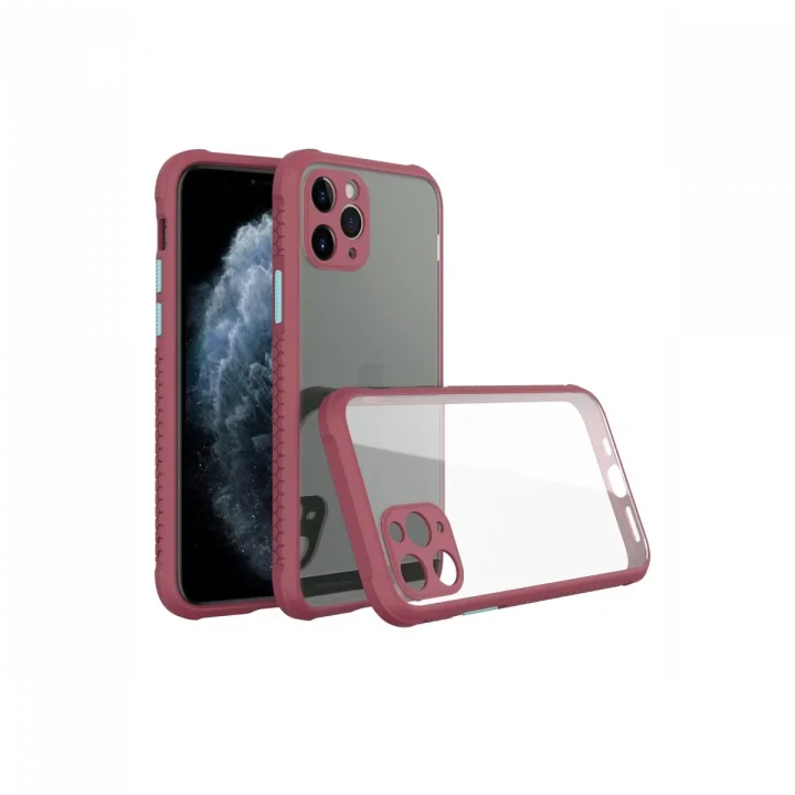 Mey İthalat®  iPhone 11 Pro Kılıf Miami Şeffaf Silikon - Fuşya