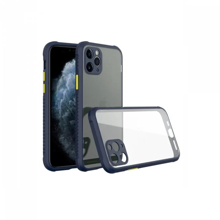 Mey İthalat®  iPhone 11 Pro Kılıf Miami Şeffaf Silikon - Lacivert