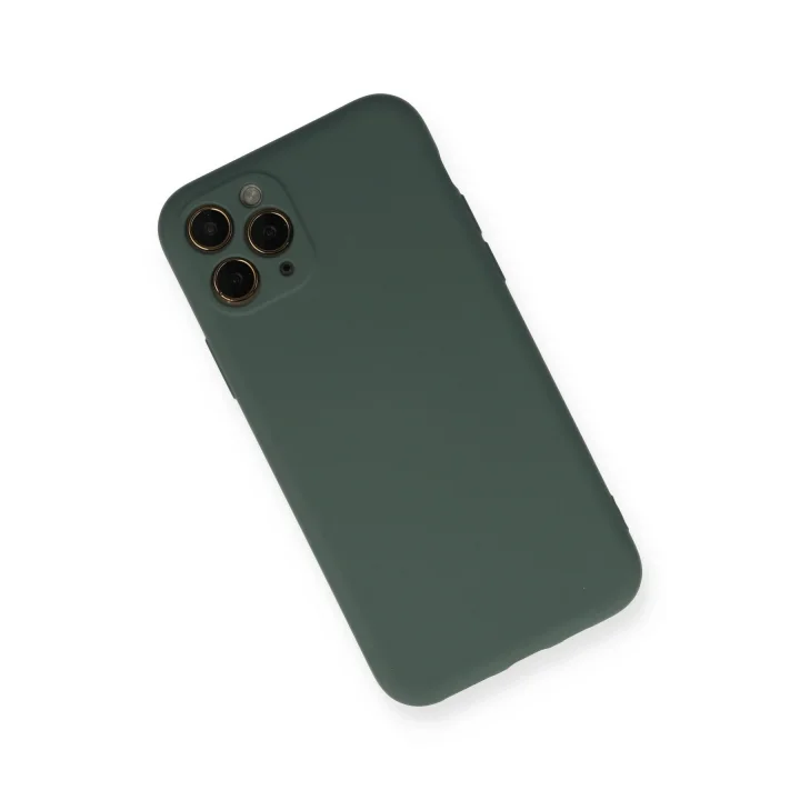 Mey İthalat®  iPhone 11 Pro Kılıf Nano içi Kadife Silikon - Koyu Yeşil