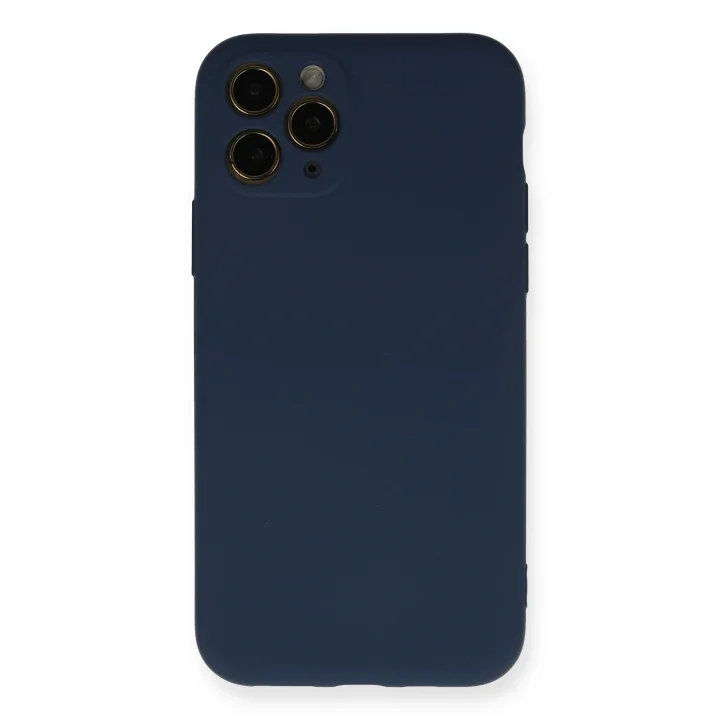 Mey İthalat®  iPhone 11 Pro Kılıf Nano içi Kadife Silikon - Lacivert