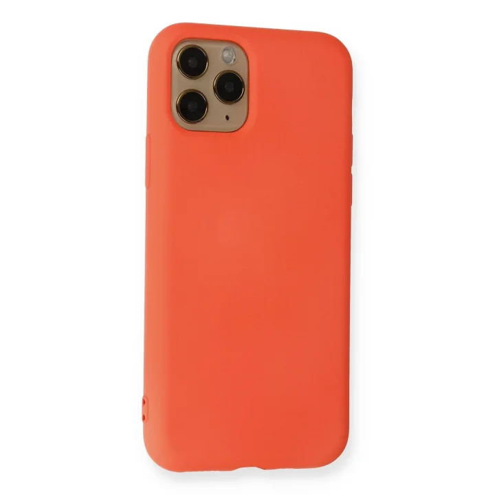 Mey İthalat®  iPhone 11 Pro Kılıf Nano içi Kadife Silikon - Turuncu