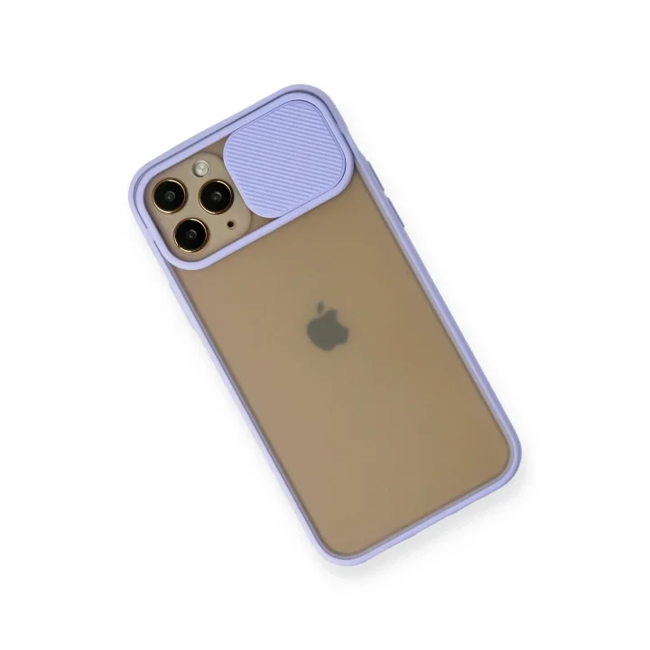 Mey İthalat®  iPhone 11 Pro Kılıf Palm Buzlu Kamera Sürgülü Silikon - Lila