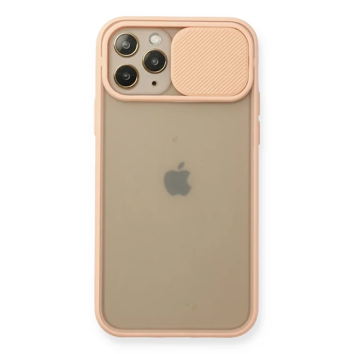 Mey İthalat®  iPhone 11 Pro Kılıf Palm Buzlu Kamera Sürgülü Silikon - Pembe