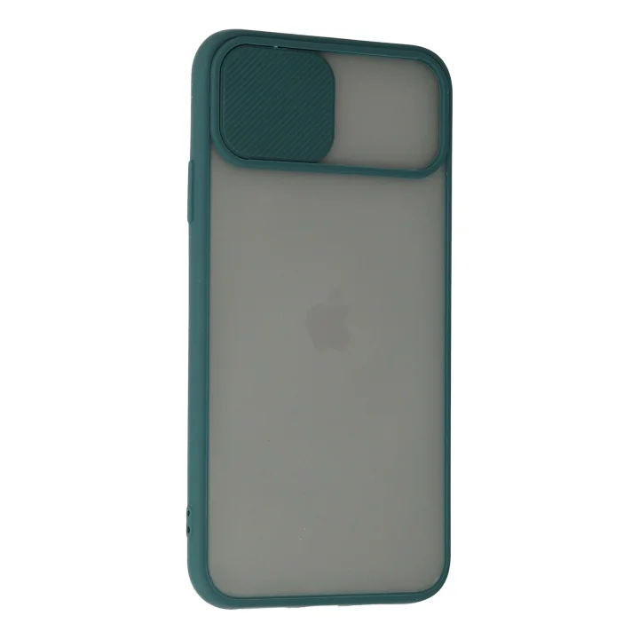 Mey İthalat®  iPhone 11 Pro Kılıf Palm Buzlu Kamera Sürgülü Silikon - Yeşil