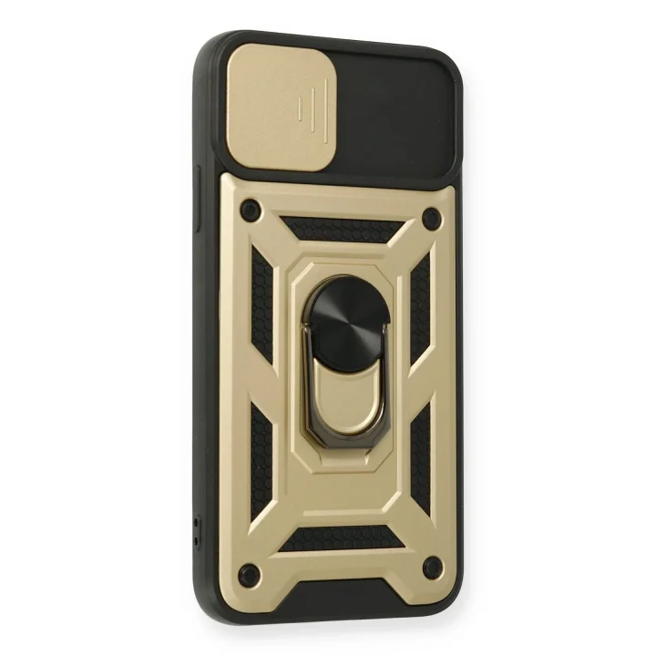 Mey İthalat®  iPhone 11 Pro Kılıf Pars Lens Yüzüklü Silikon - Gold