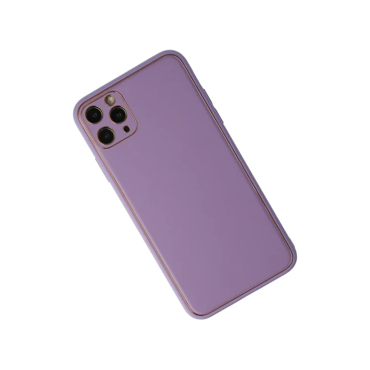 Mey İthalat®  iPhone 11 Pro Max Kılıf Coco Deri Silikon Kapak - Lila
