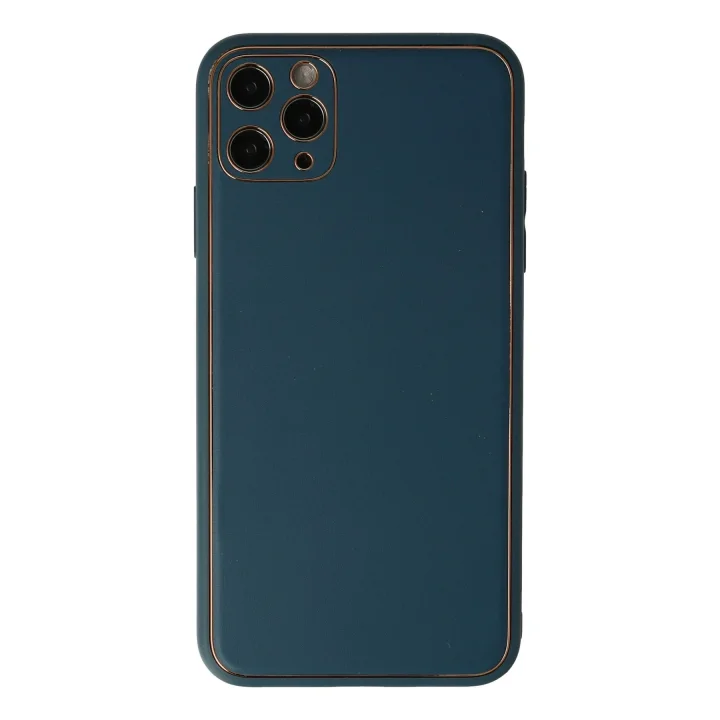 Mey İthalat®  iPhone 11 Pro Max Kılıf Coco Deri Silikon Kapak - Mavi