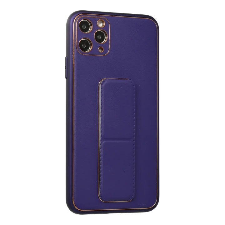 Mey İthalat®  iPhone 11 Pro Max Kılıf Coco Deri Standlı Kapak - Mor