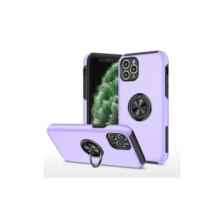 Mey İthalat®  iPhone 11 Pro Max Kılıf Elit Yüzüklü Kapak - Mor