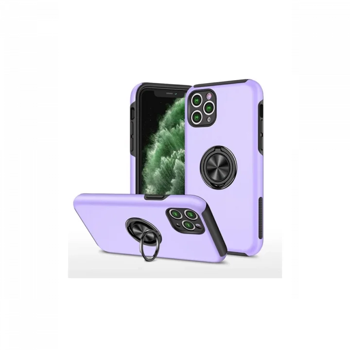 Mey İthalat®  iPhone 11 Pro Max Kılıf Elit Yüzüklü Kapak - Mor