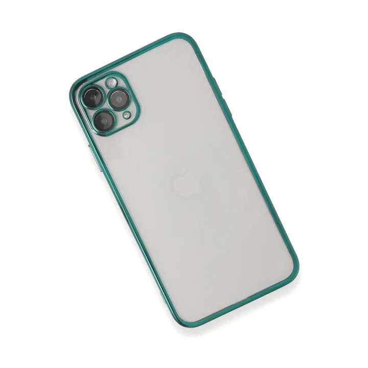 Mey İthalat®   iPhone 11 Pro Max Kılıf  Lensli Silikon - Yeşil