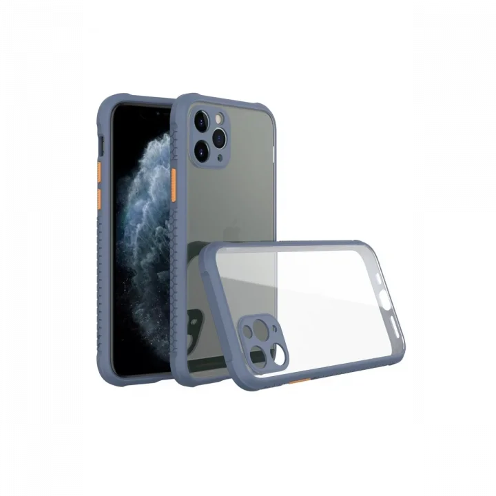 Mey İthalat®  iPhone 11 Pro Max Kılıf Miami Şeffaf Silikon - Gri