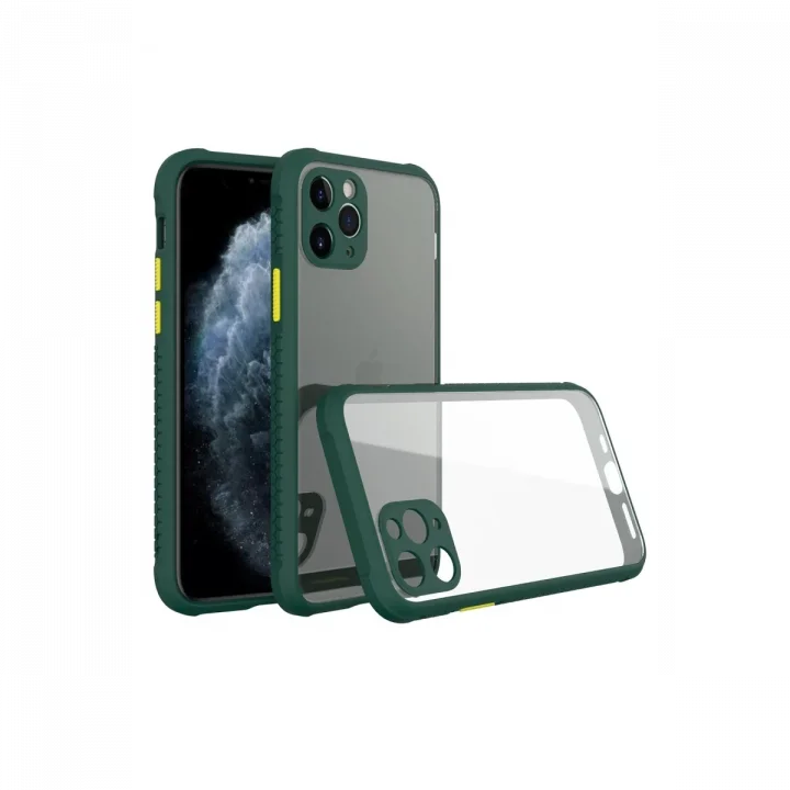 Mey İthalat®  iPhone 11 Pro Max Kılıf Miami Şeffaf Silikon - Koyu Yeşil