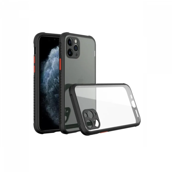 Mey İthalat®  iPhone 11 Pro Max Kılıf Miami Şeffaf Silikon - Siyah