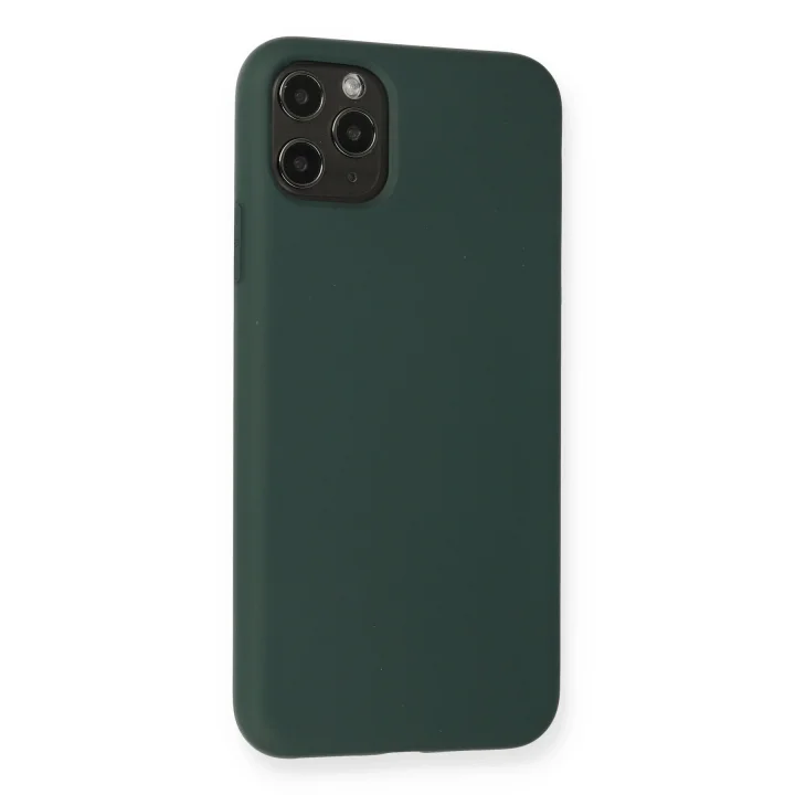 Mey İthalat®  iPhone 11 Pro Max Kılıf Nano içi Kadife Silikon - Koyu Yeşil