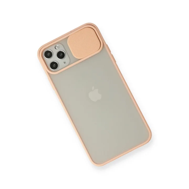 Mey İthalat®   iPhone 11 Pro Max Kılıf Palm Buzlu Kamera Sürgülü Silikon - Pembe