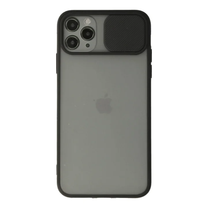 Mey İthalat®   iPhone 11 Pro Max Kılıf Palm Buzlu Kamera Sürgülü Silikon - Siyah