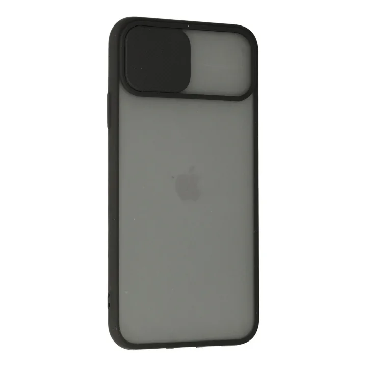 Mey İthalat®   iPhone 11 Pro Max Kılıf Palm Buzlu Kamera Sürgülü Silikon - Siyah